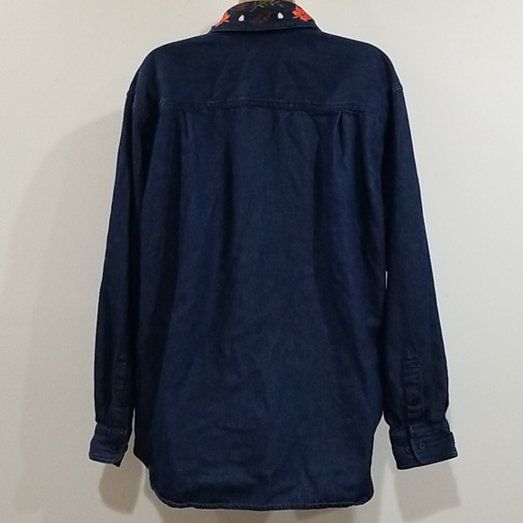 Style studio blue denim embroidered collar shirt - Picture 7 of 13